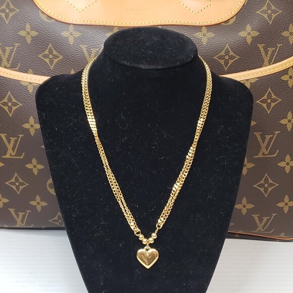 Louis Vuitton Lock & Key w/ Unbranded Heart Love Golden Stainless Steel Chain - Picture 2 of 14